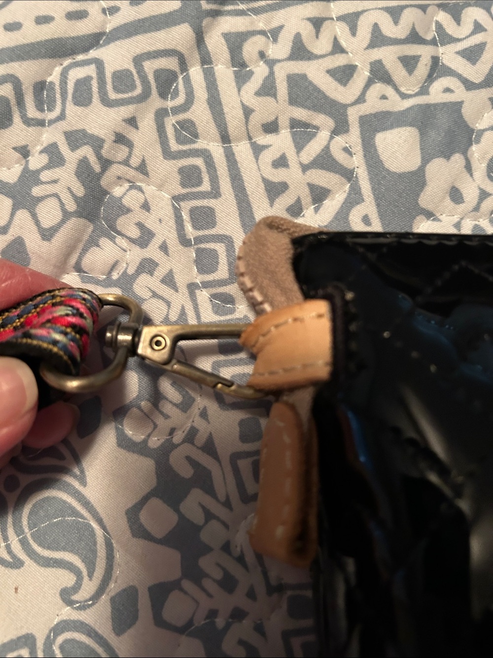 Consuela Tan Leather Key & Card Holder with Logo Panel - Picture 9 of 10